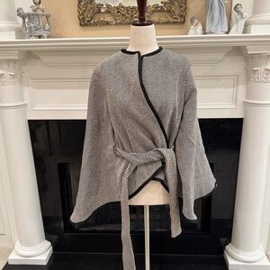 🖤 Willow Black & White Striped Wrap Jacket – Size 6 (AU/US Designer)